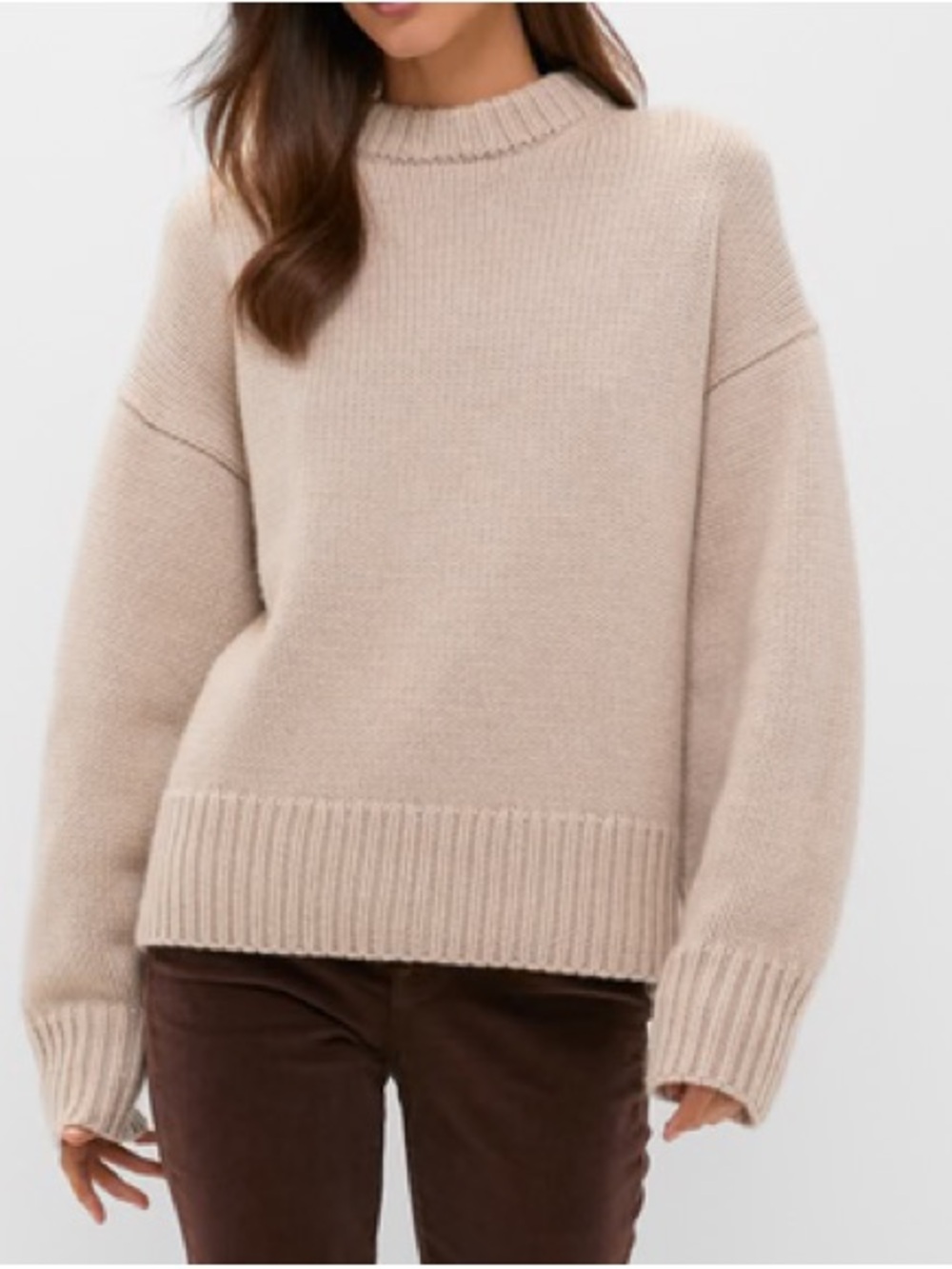 Cashmere Wool Crewneck Genevieve Sweater in Color Sandstone Tuckernuck